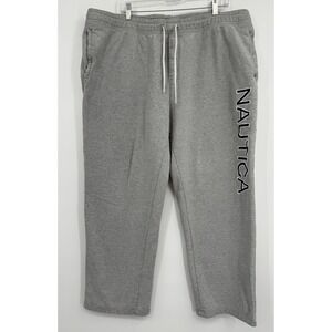 Nautica Mens Fleece Sweatpants Grey 3XL Casual Activewear Workout Loungewear Y2K